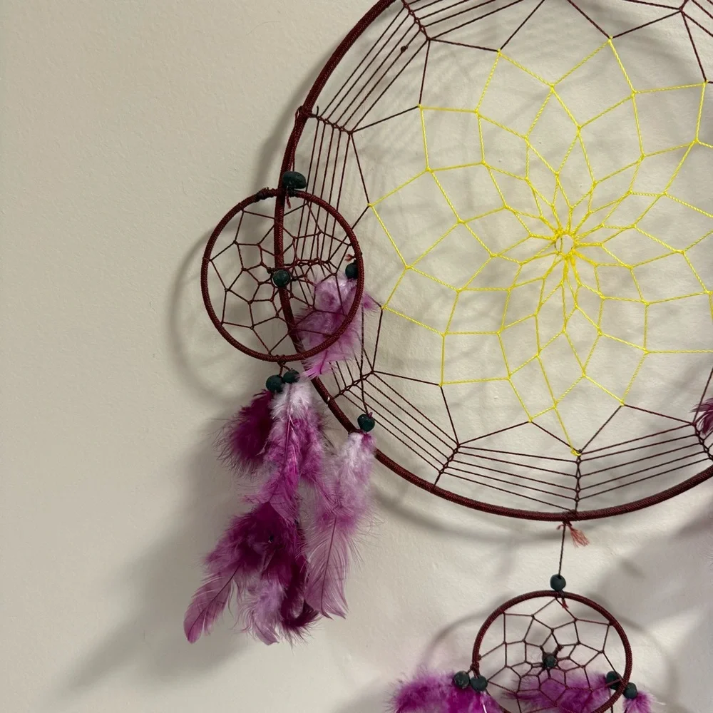 Purple Dream Catcher Large 2ft Dreamcatcher Handmade Feather Mobile Wall Decor